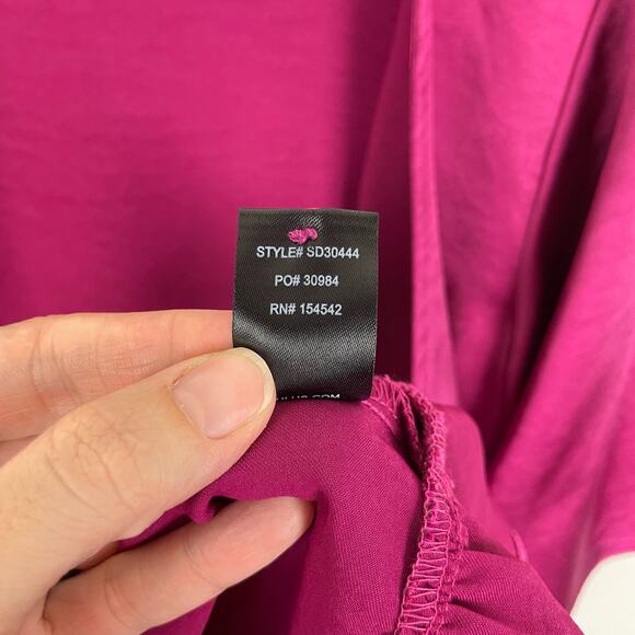 Lulu’s | NWT Magenta Ready for Romance Mini Satin Wrap Dress *RE-ATTACH BUTTONS* - Picture 12 of 12